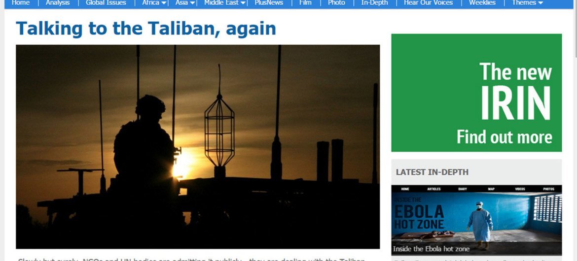 Screenshot of IRIN (Integrated Regional Information Networks) website.