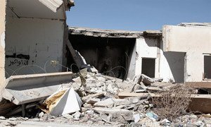 A destroyed house in Ahy Badr in the town of Mizdah in the Nafusa mountains in Libya after tribal conflict in March 2013.