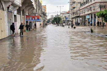 A flooded street in Gaza.