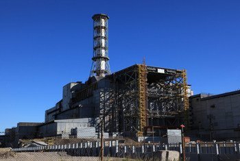 Le réacteur endommagé durant un accident à Tchernobyl en 1986 (décembre 2014).