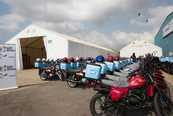 Four hundred cooler box-equipped motorbikes for the Ebola Response were officially handed over to the UN Humanitarian Response Depot by German Ambassador to Ghana Ruediger John, and will be used to bring blood samples to labs in the most affected areas of