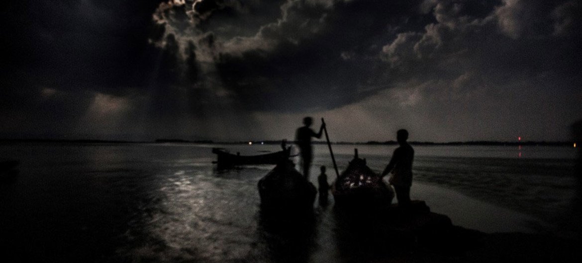 People risking sea journeys across the Bay of Bengal often set sail at night.