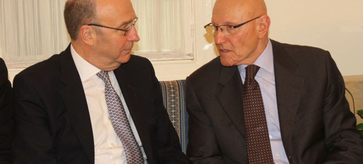 Special Coordinator for Lebanon, Derek Plumbly (left) with Prime Minister Tamam Salam.