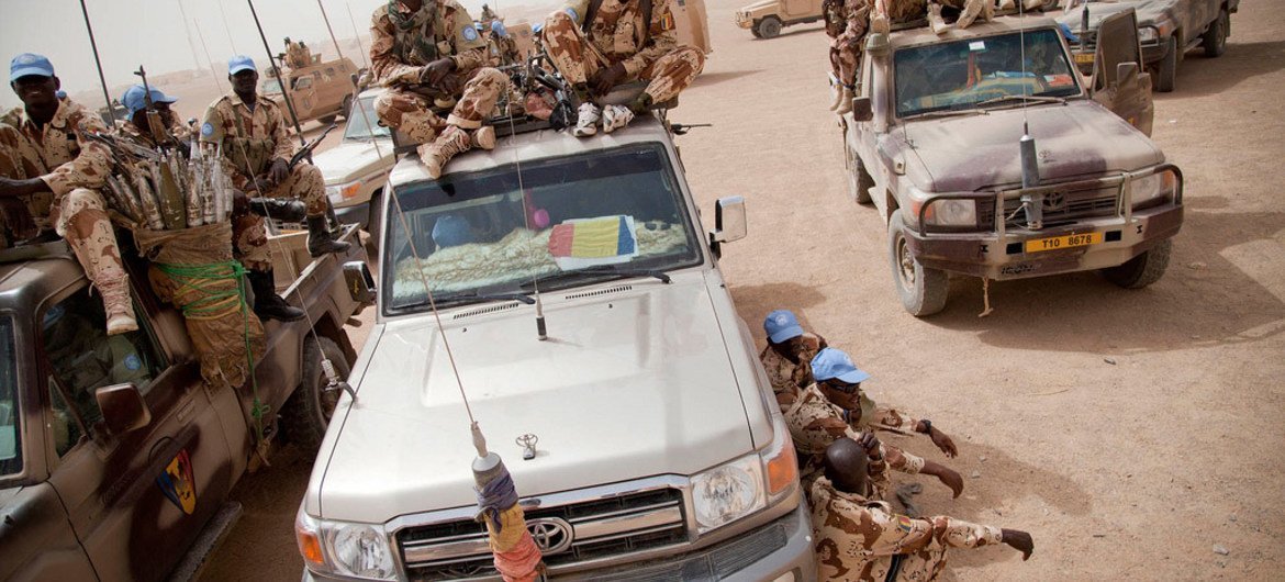 UN peacekeepers patrolling Tessalit, northern Mali.