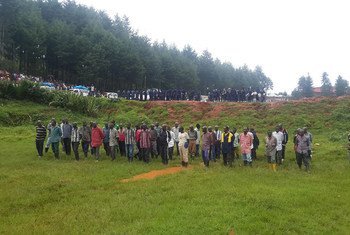 FDLR ex-combatants who already voluntarily surrendered to MONUSCO in South Kivu during the surrender ceremony on 28 December 2014.