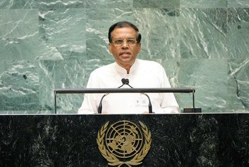 Le Président élu du Sri Lanka, Maithripala Sirisena, en septembre 2011 au siège de l'ONU. Photo ONU/Marco Castro.