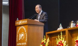 Secretary-General Ban Ki-moon addresses the Indian Council of World Affairs.