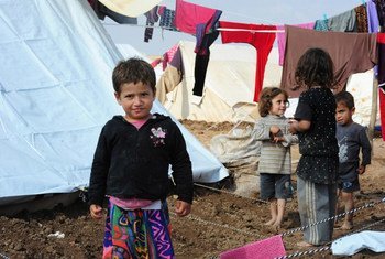 Children in the Khanke Camp near Dohuk city, Iraq, which mainly houses Yazidis fleeing from the Islamic State of Iraq and the Levant (ISIL).