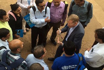 In Sierra Leone Dr. Bruce Aylward, WHO Ebola response lead, talks with doctors and epidemiologists from India, who are there to support the efforts towards the ZeroCases goal.