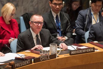 Jeffrey Feltman, Under-Secretary-General for Political Affairs, addresses the Security Council on the situation in Ukraine.