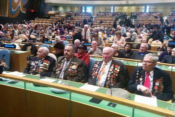 Soviet Army Veterans attend the Holocaust Memorial ceremony at the United Nations.