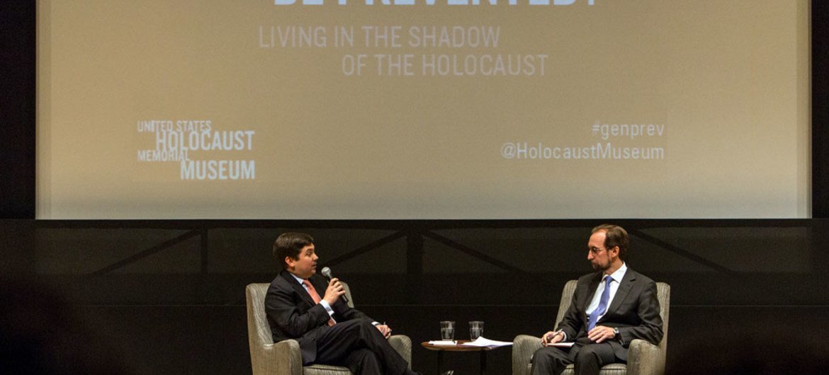 High Commissioner Zeid Ra’ad Al Hussein and Cameron Hudson, Director of the US Holocaust Memorial Museum’s Center for the Prevention of Genocide, take questions from the audience. Credit: U.S. Holocaust Memorial Museum |