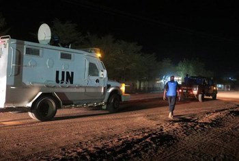United Nations Police (UNPOL) and the National Police of Mali on patrol in the city of Gao.