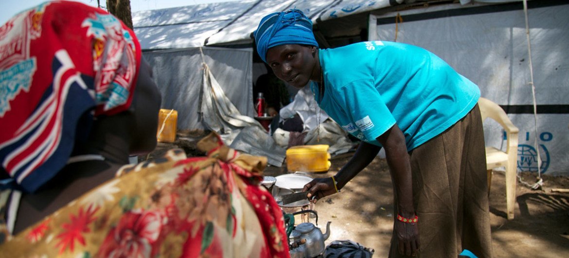 南苏丹平民保护中心里的流离失所者。图片来源：联合国人道事务协调厅