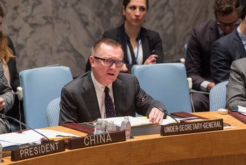 Secrétaire général adjoint des Nations Unies aux affaires politiques, Jeffrey Feltman, informe le Conseil de sécurité de l'ONU sur la situation au Moyen-Orient. Photo : ONU / Eskinder Debebe