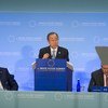 Secretary-General Ban Ki-moon (centre) addresses the opening of the Ministerial Meeting of the Summit on Countering Violent Extremism, hosted by the United States Government, in Washington, D.C.