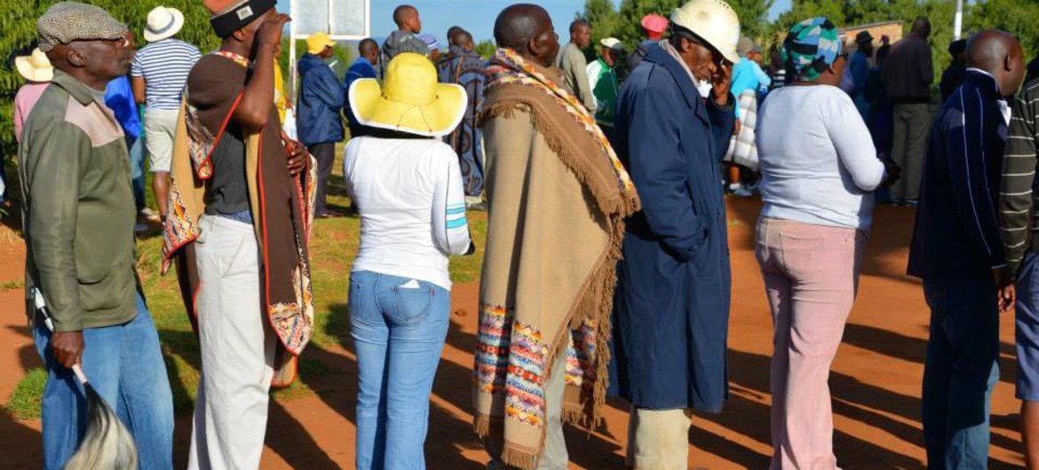 Voting takes place in Maseru, Lesotho.