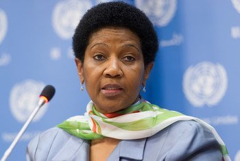Executive Director of the United Nations Entity for Gender Equality and the Empowerment of Women (UN Women), Phumzile Mlambo-Ngcuka, briefs journalists.