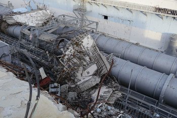 2011年地震和海啸造成福岛第一核电站损毁后的瓦砾。