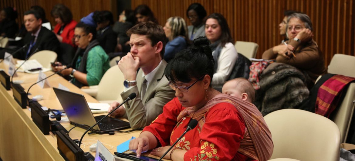 Participants at an intergenerational dialogue hosted by UN Women.