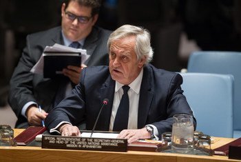 Special Representative of the Secretary-General and Head of the United Nations Assistance Mission in Afghanistan (UNAMA), Nicholas Haysom, addresses the Security Council meeting on the situation in that country.