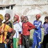 Girls line up during a basketball drill in Mogadishu, Somalia.