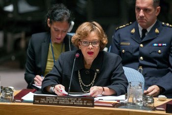Special Representative of the Secretary-General for Haiti and head of the UN Stabilization Mission in the country (MINUSTAH), Sandra Honoré, briefs the UN Security Council.