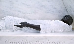 A close-up from the memorial on the legacy of slavery.