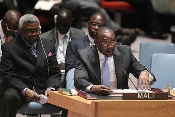 Le Ministre des affaires étrangères du Mali, Abdoulaye Diop informe, informe le Conseil de sécurité de l'ONU sur la situation dans son pays. Photo : ONU / Devra Berkowitz