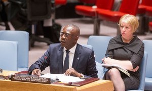 Special Representative and Head of the UN Multidimensional Integrated Stabilization Mission in the Central African Republic (MINUSCA), Babacar Gaye, briefs the Security Council.