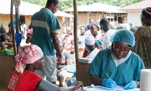 In Ebola-affected Liberia, the International Organization for Migration (IOM) set up this mobile clinic to provide basic healthcare services to about 1400 people in Gbaigbon and neighboring communities in Bomi County.