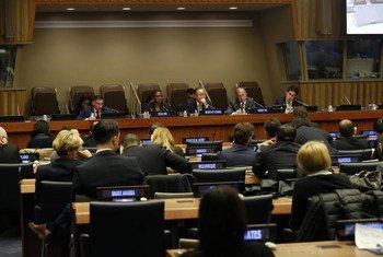 Secretary-General Ban Ki-moon (centre, top) brief Member States on the World Humanitarian Summit.