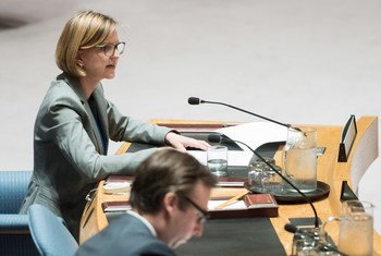 Karin Landgren, Special Representative of the Secretary-General for Liberia and Head of the United Nations Mission in Liberia (UNMIL), briefs the Security Council.
