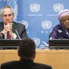 秘书长冲突中性暴力问题特别代表班古拉在纽约总部举行记者会。联合国图片/Mark Garten