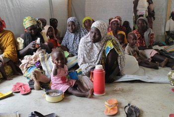 Refugees in Minawao camp , Cameroon, after fleeing violence by Boko Haram in northeast Nigeria.