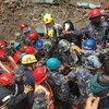 Urban-search-and-rescue members of USAID's Disaster Assistance Response Team (DART) at work in Nepal.