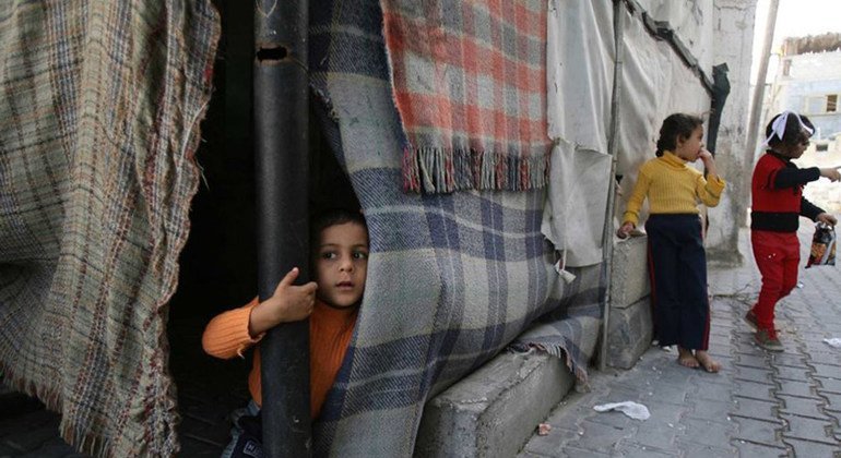 加沙地带的巴勒斯坦儿童。