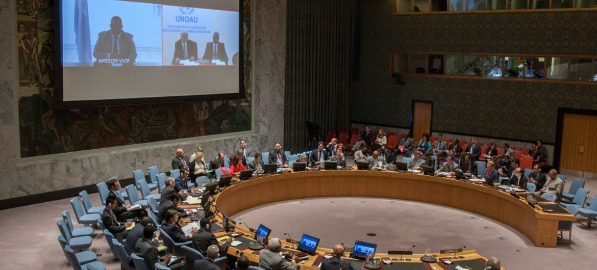 安理会就索马里局势举行会议。联合国图片/Loey Felipe