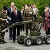 Secretary-General Ban Ki-moon (second left) visits the United Nations Training School of Ireland (UNTSI) at Curragh Defense Forces Training Camp in Ireland.