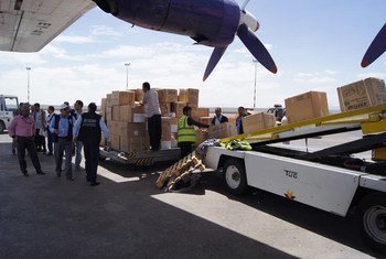 Livraison d'aide humanitaire au Yémen. Photo OMS/Khaled Duaed