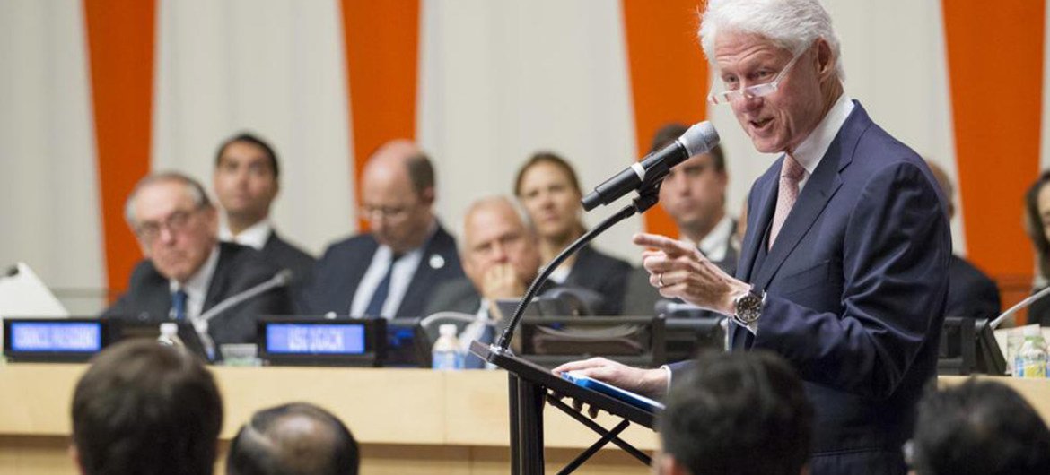 Former US President Bill Clinton addresses the UN Economic and Social Council Partnerships Forum.