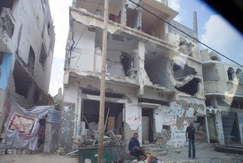 Homes damaged in Gaza during the devastating conflict in 2014.