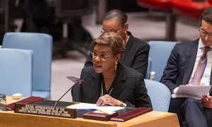 Special Representative and Head of the United Nations Operation in Côte d’Ivoire (UNOCI), Aïchatou Mindaoudou Souleymane, briefs the Security Council.