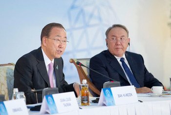 Secretary-General Ban Ki-moon addresses the Congress of Leaders of World and Traditional Religions, in Astana, Kazakhstan.