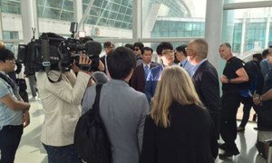 A WHO team – part of the joint mission on MERS with the Republic of Korea’s Ministry of Health and Welfare – arriving in Seoul on 8 June 2015.