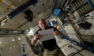 UN Office for Outer Space Affairs (UNOOSA) and astronaut Scott Kelly launching the #whyspacematters photo contest. (file photo)