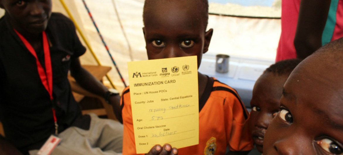 Children are at risk from cholera outbreak in South Sudan. UNICEF and partners have been carrying out a vaccination campaign in Juba Protection of Civilians site.