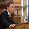Secretary-General Ban Ki-moon delivers a speech at Stanford University in California, entitled ‘The UN at 70’. June 2015 San Francisco, United States