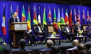 Secretary-General Ban Ki-moon addresses opening of the Caribbean Sustainable Development High Level Dialogue.