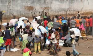 Distribution d'aide à Bangui, en République centrafricaine, en juillet 2015. Photo OCHA